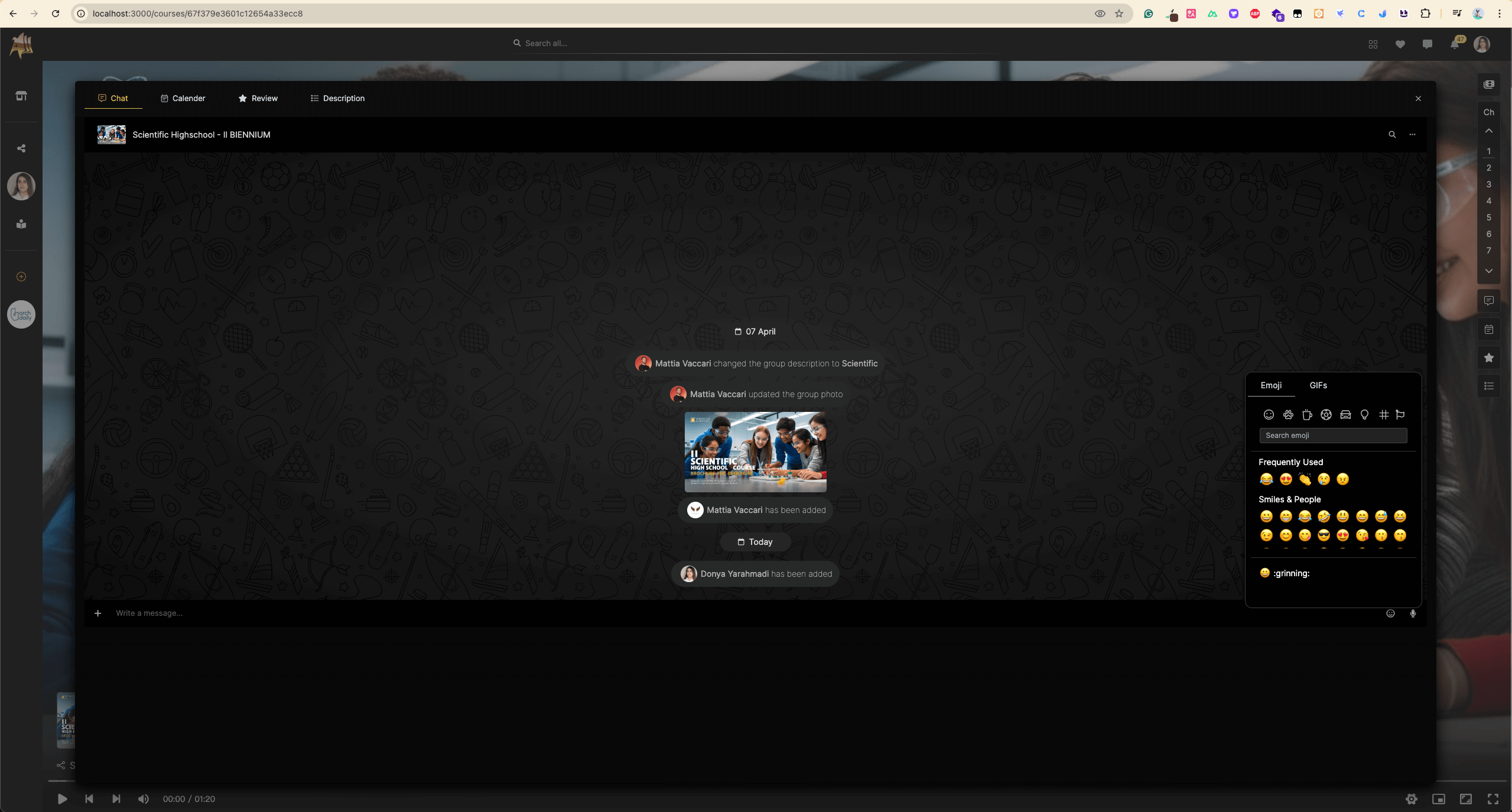 Aladia Online Learning Platform screen