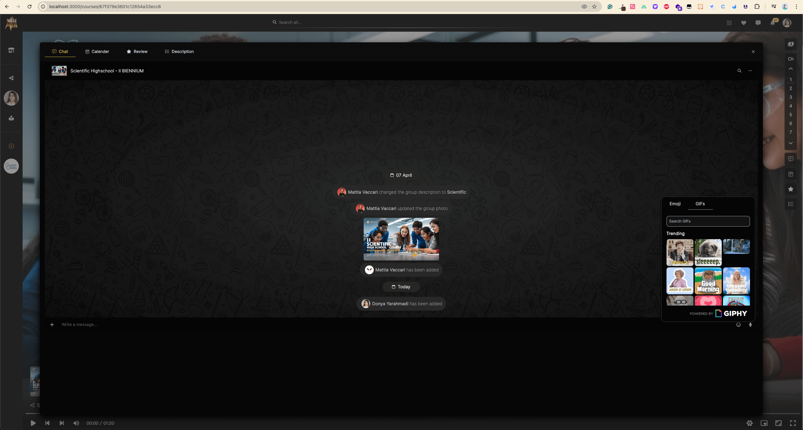 Aladia Online Learning Platform screen