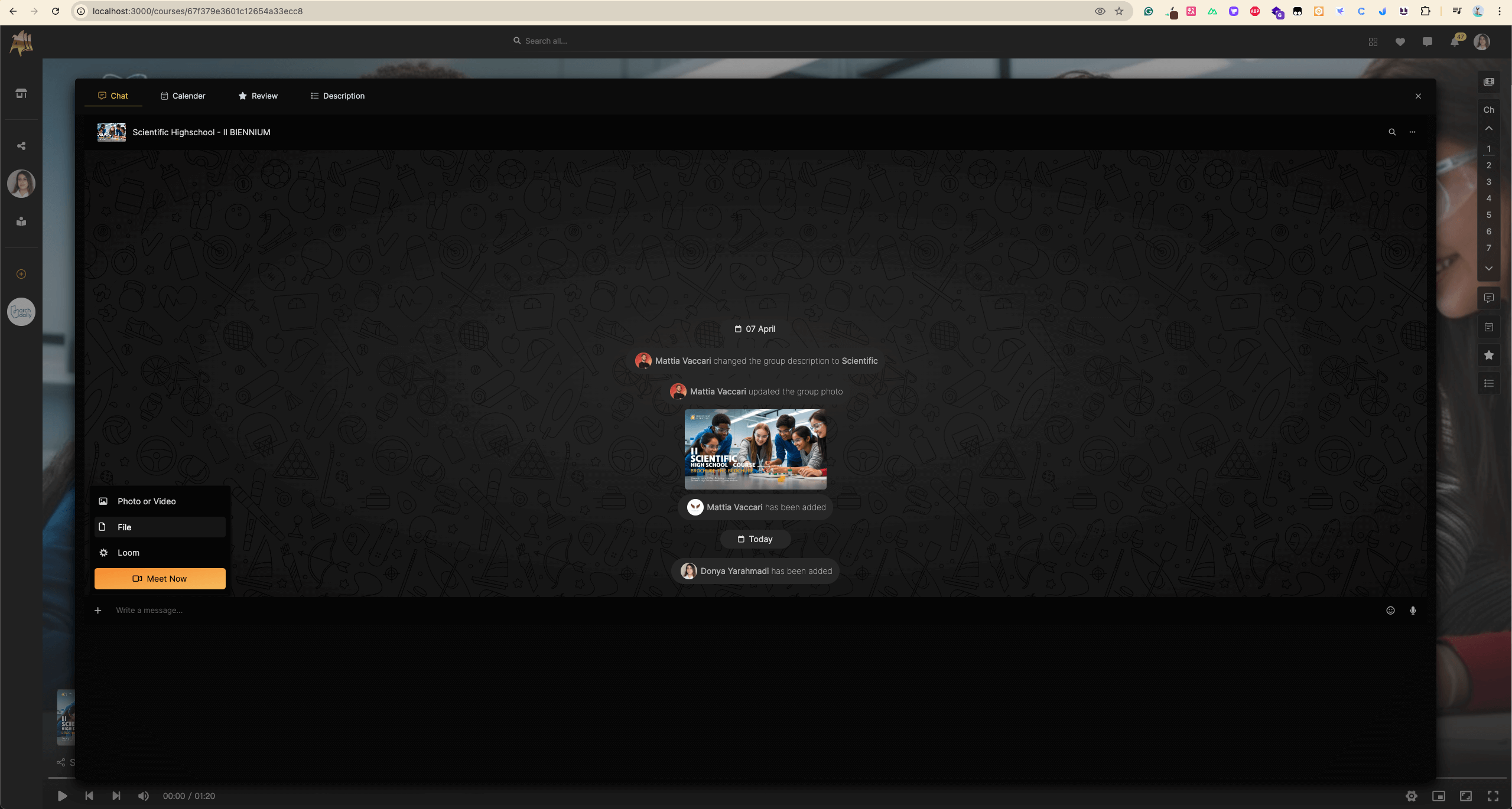 Aladia Online Learning Platform screen