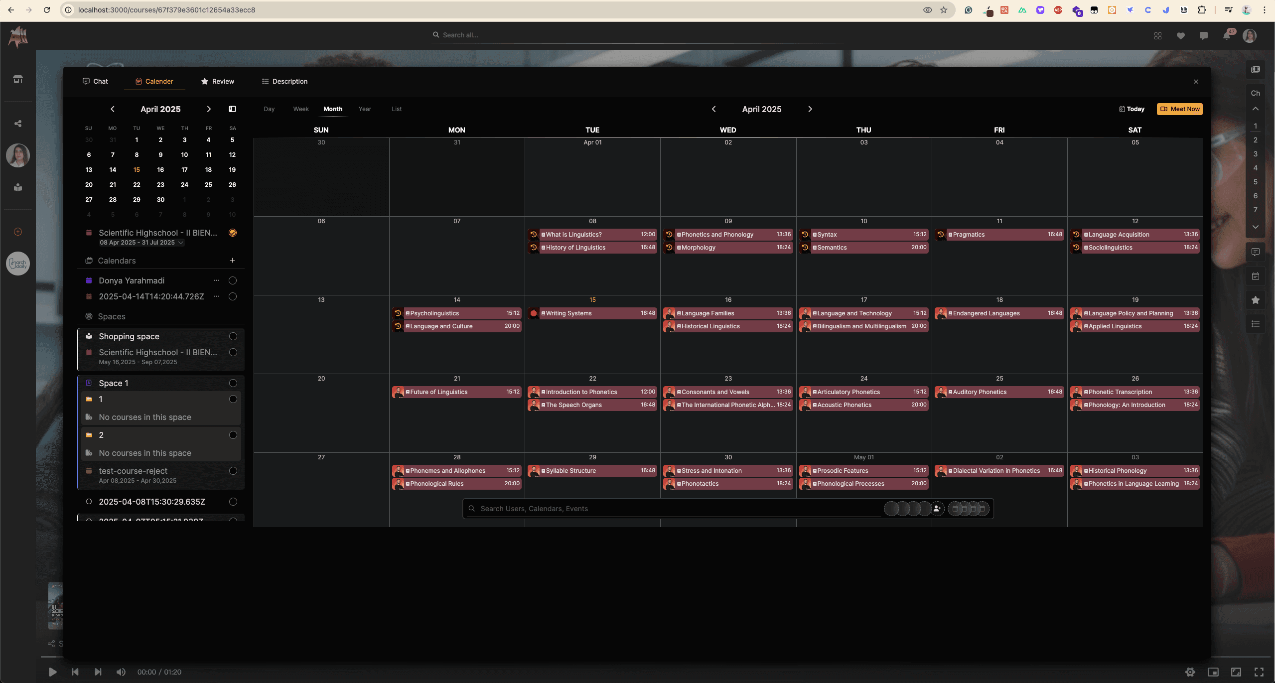 Aladia Online Learning Platform screen